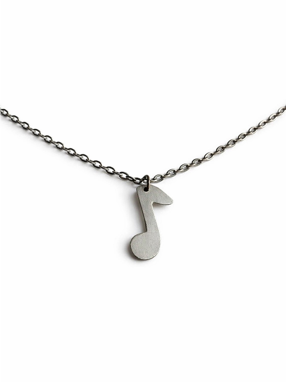Vintage Carole Cronkhite Signed Pewter Music Note Pendant Necklace